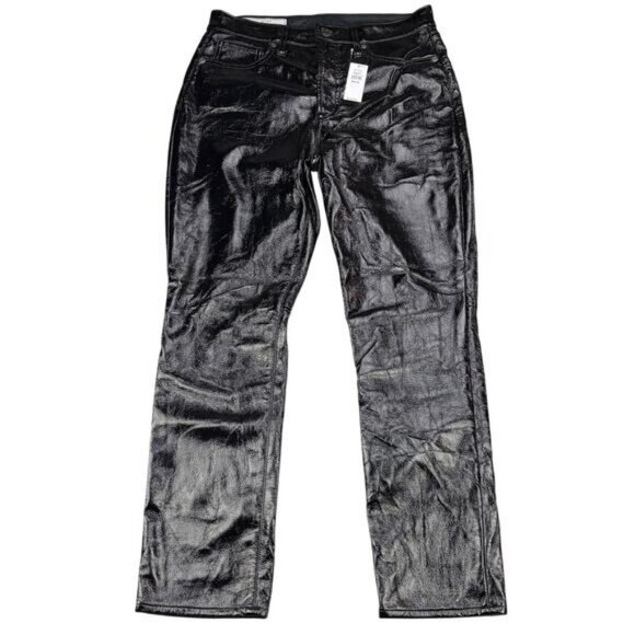 NWT GAP High Rise Vegan Patent Leather Vintage Slim Pants Size 28 - Picture 2 of 6